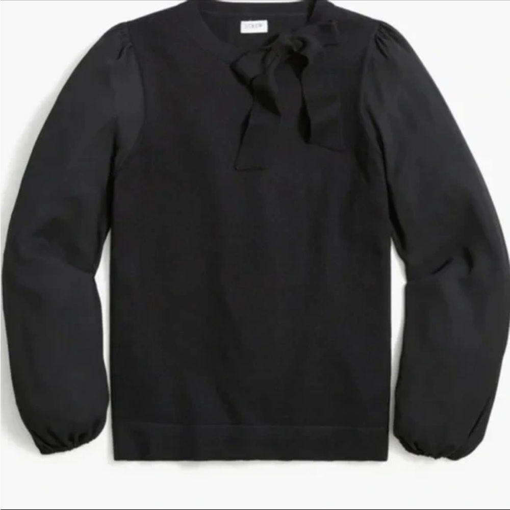 J.Crew mixed-media sweater with bow